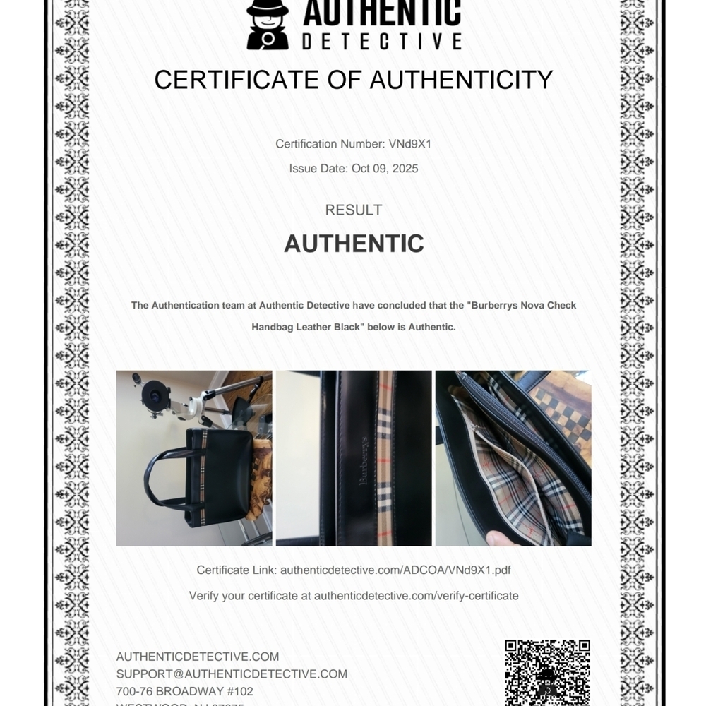 Burberry Burberrys Nova Check Handbag Leather Black..w/COA.. - Picture 7 of 16